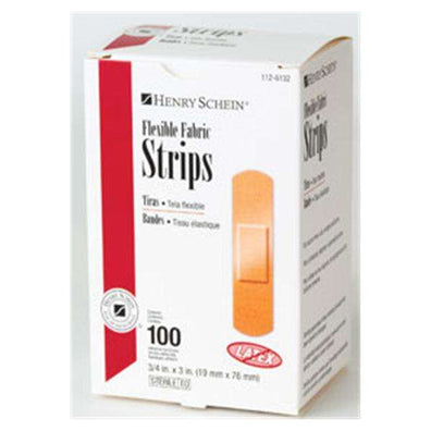 Bandage Strips Fabric 3/4x3" Flexible Flesh LF 100/Bx, 54 BX/CA - Surgical Supplies NY
